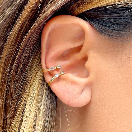 Piercing navete cristal topázio azul banho de ouro 18k