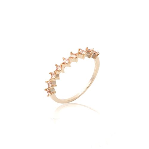 Meia-aliança cristal citrino banho de ouro 18k