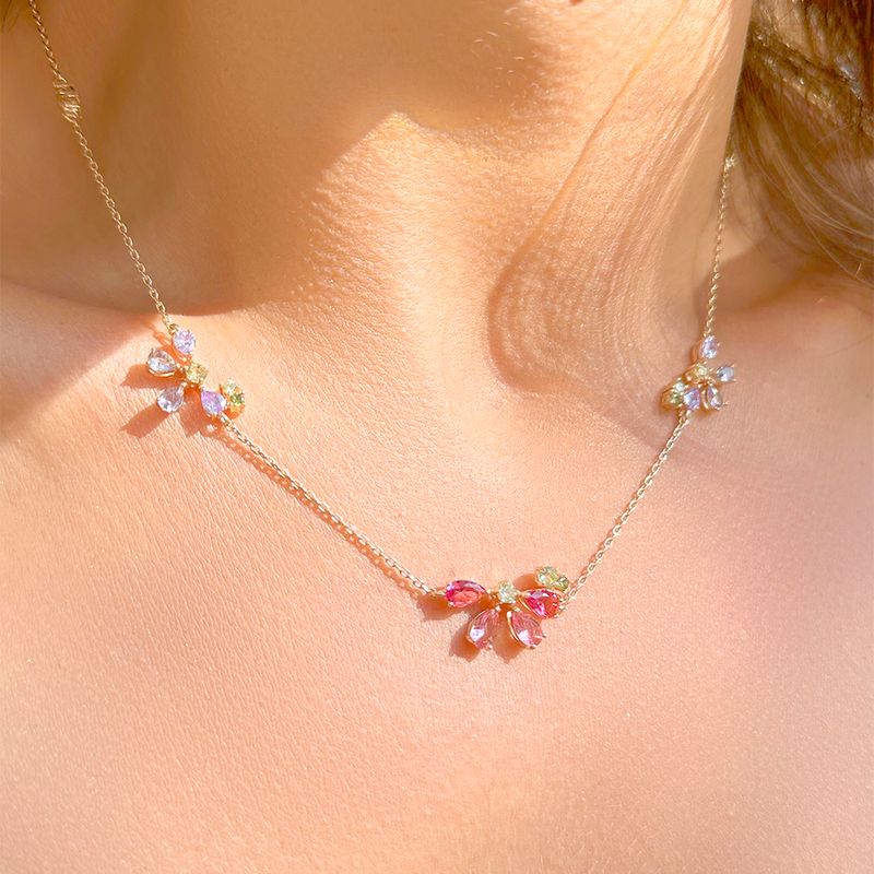 Colar-flores-em-gotas-cristal-de-turmalina-rosa-55cm-banho-de-ouro-18k