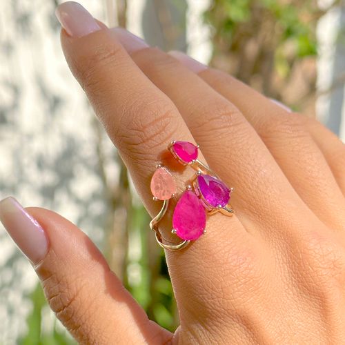 Anel gotas fusion ametista banho de ouro 18k (promoção 50%)