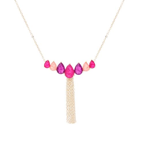 Colar gotas corrente fusion ametista 50cm banho de ouro 18k (promoção 50%)