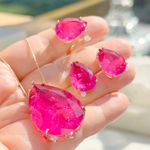 Colar-gota-de-fusion-turmalina-rosa-ponto-de-zirconia-branca-banho-de-ouro-18k