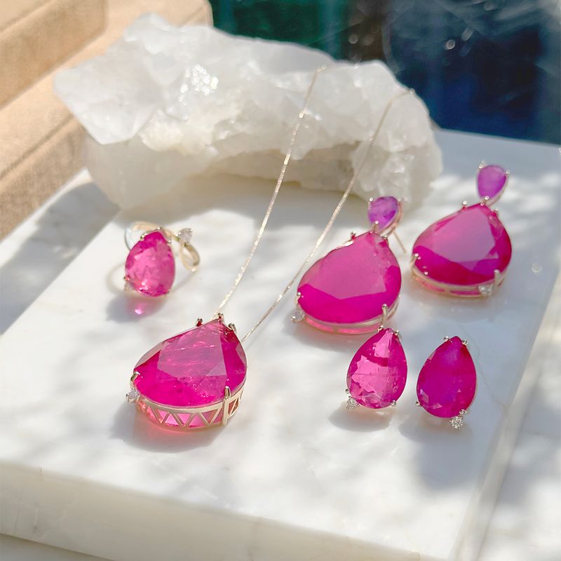 Colar-gota-de-fusion-turmalina-rosa-ponto-de-zirconia-branca-banho-de-ouro-18k