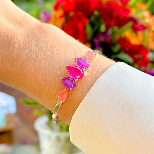 Bracelete gotas fusion podange banho de ouro 18k (promoção 50%)