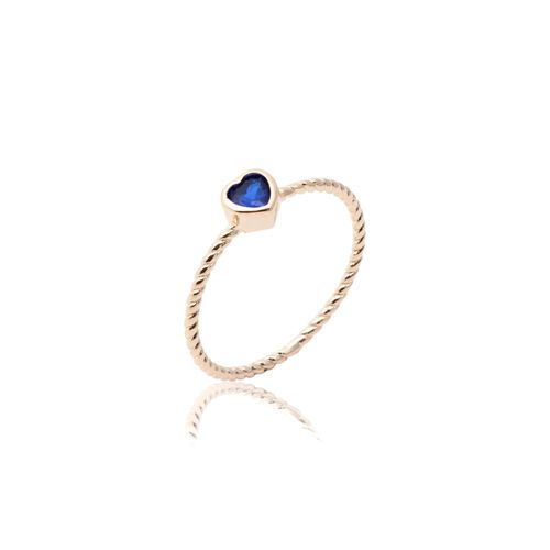 Kit de anéis coração cristal safira banho de ouro 18k