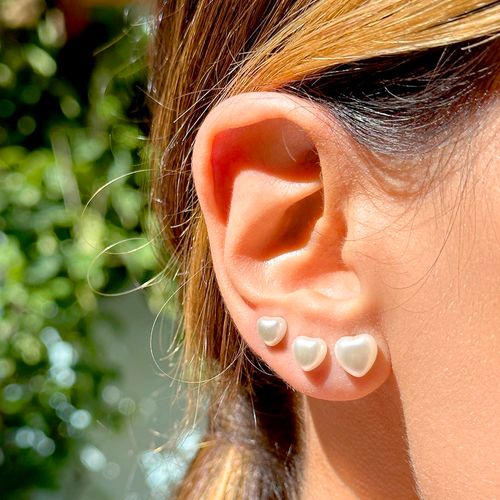 Kit de brincos de pérola coração banho de ouro 18k