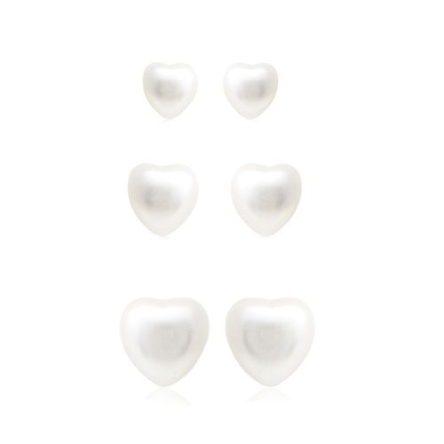 Kit de brincos de pérola coração banho de ouro 18k