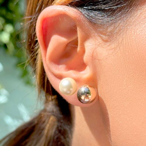 Kit de brincos de pérolas esfera banho de ouro 18k