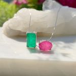 Colar-pingentes-oval-retangulo-fusion-esmeralda-fusion-turmalina-rosa-prata-925