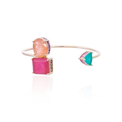 Bracelete formas fusion podange banho de ouro 18k