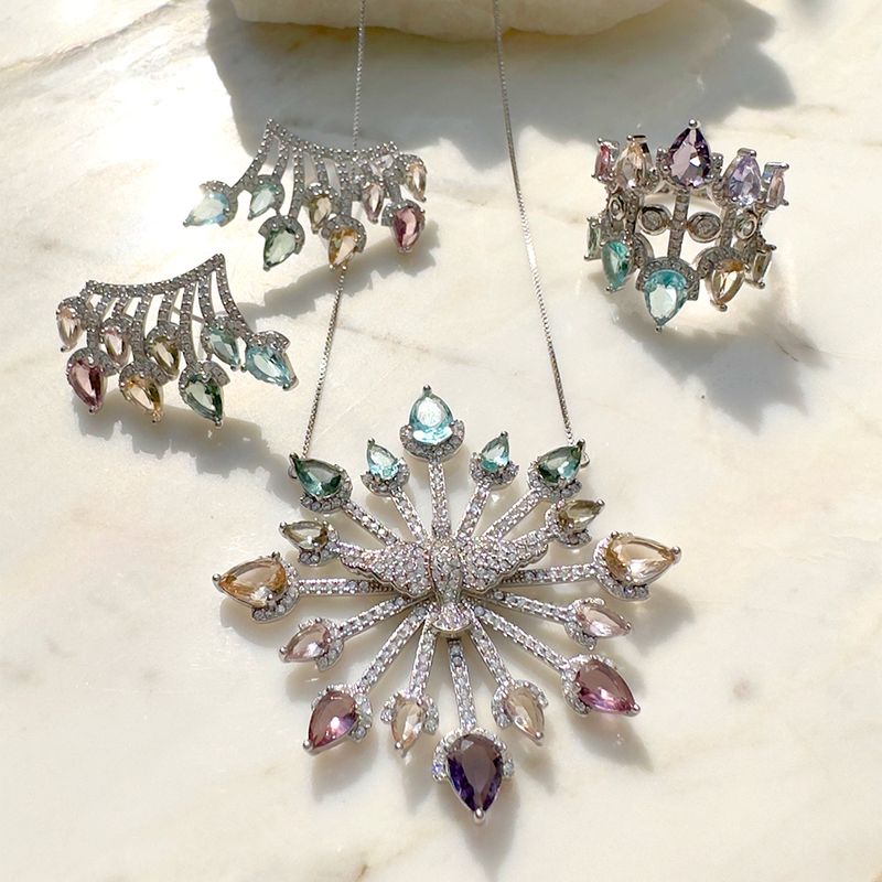 Brinco-ear-cuff-gotas-cristal-topazio-azul-prata-925