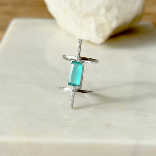 Anel Cristal Paraíba Mini Retangulo