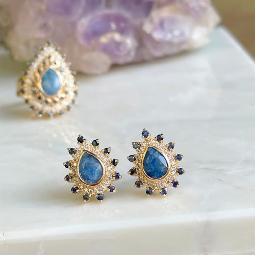 Brinco corundum zirconia branca gotão cravejado (super promoção)