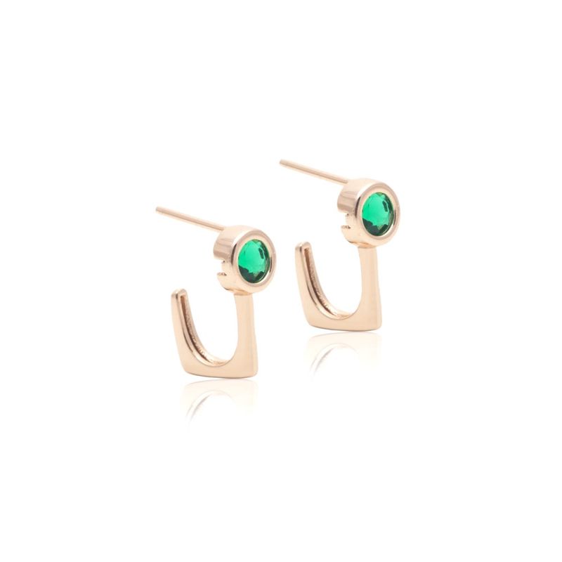 Brinco-meia-argola-cristal-esmeralda-banho-de-ouro-18k-nano-gold
