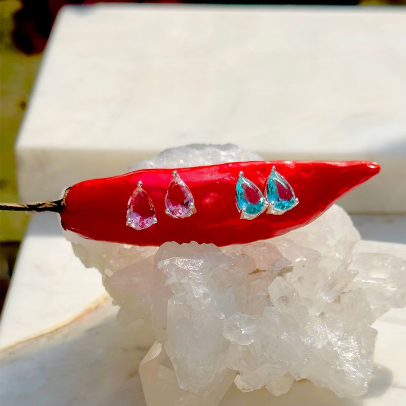 Brinco-gota-cristal-turmalina-rosa-prata-925