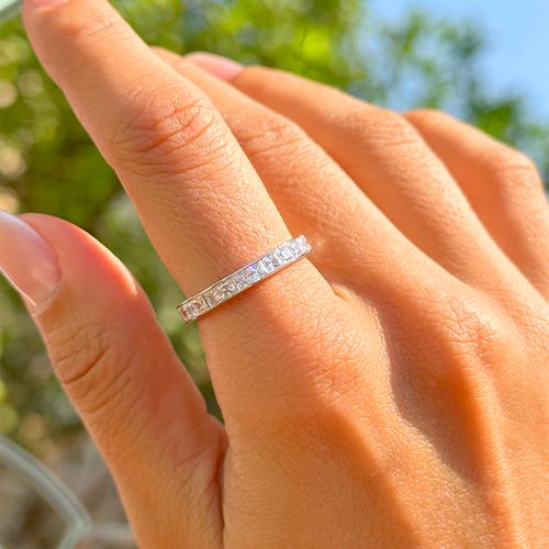 Anel Zirconia Branca Inteira Cravação Trilho aro 24