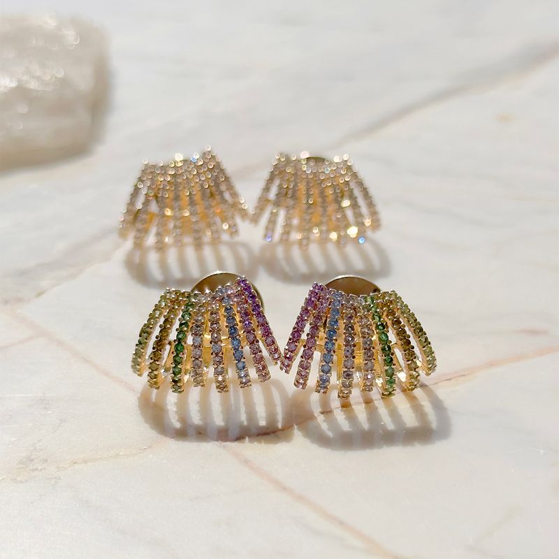 Brinco-Onda-8-Linhas-Zirconias-Coloridas-Banho-de-Ouro-18K-Nano-Gold