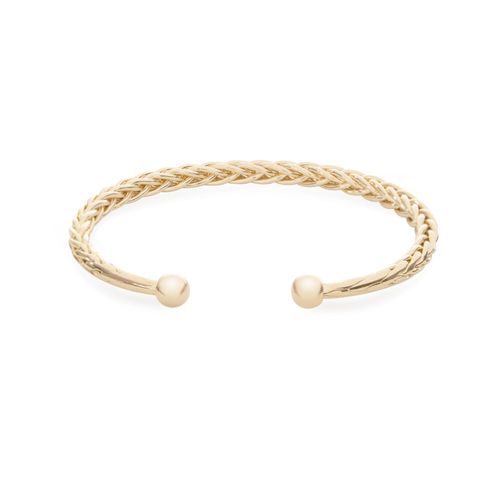 Bracelete liso fios entrelaçados banho de ouro 18k nano gold