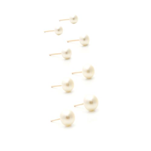 Kit de brincos pérolas sintéticas 4mm/6mm/8mm/10mm 4 pares banho de ouro 18k