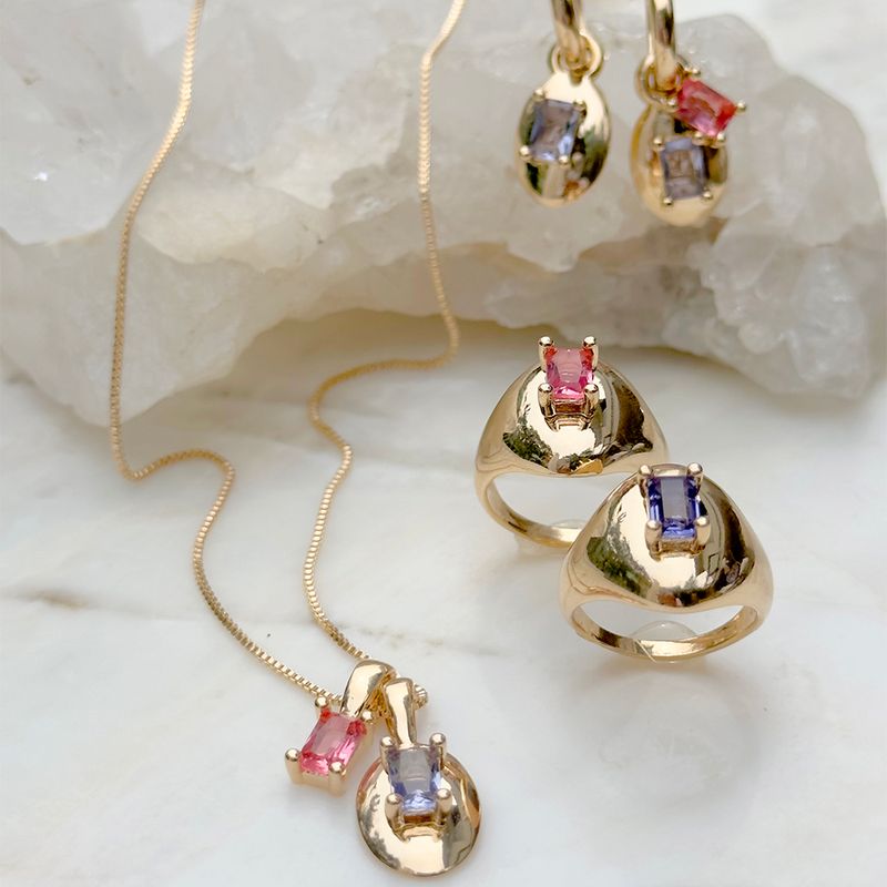 Anel-dedo-minimo--mindinho--cristal-turmalina-rosa-banho-de-ouro-18k