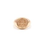 Anel-Liso-Dedo-Minimo--Mindinho--Medalha-de-Sao-Bento-Banho-de-Ouro-18K-Nano-Gold