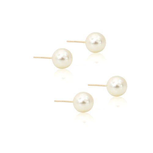 Kit de Brincos Pérolas Sintéticas com 2 Pares 10mm Banho de Ouro 18K