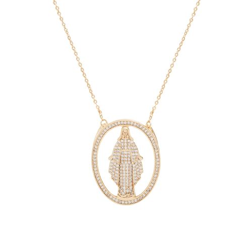 Colar medalha nossa senhora das graças 52cm banho de ouro 18k nano gold