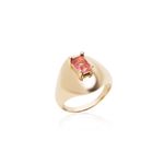 Anel-dedo-minimo--mindinho--cristal-turmalina-rosa-banho-de-ouro-18k
