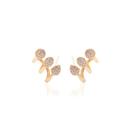 Brinco ear cuff formas zircônia branca banho de ouro 18k nano gold