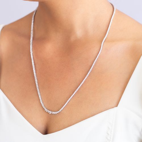 Colar riviera bolinhas zircônia branca 60cm prata 925