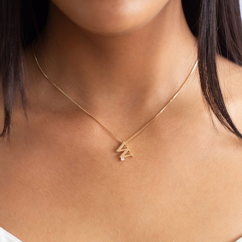 Colar-Letra-W-Zirconia-Branca-47cm-Banho-de-Ouro-18K