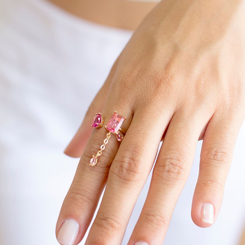 Anel-retangulos-gotas-cristal-turmalina-rosa-banho-de-ouro-18k