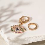 Brinco-ear-bling-olho-cravejado-cristal-esmeralda-banho-de-ouro-18k-