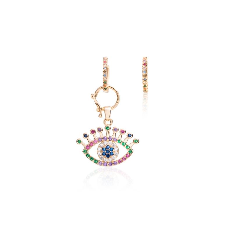 Brinco-ear-bling-olho-cravejado-cristal-esmeralda-banho-de-ouro-18k
