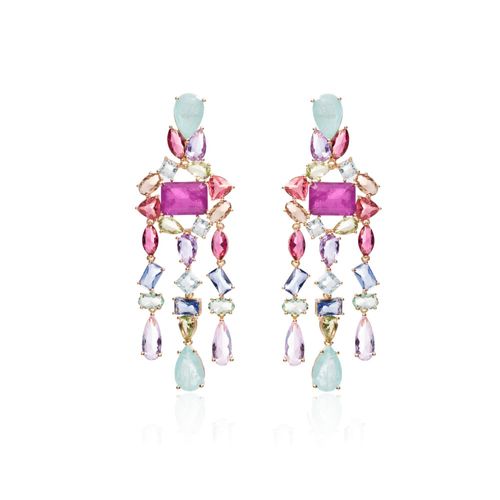 Brinco maxi fusion ametista banho de ouro 18k