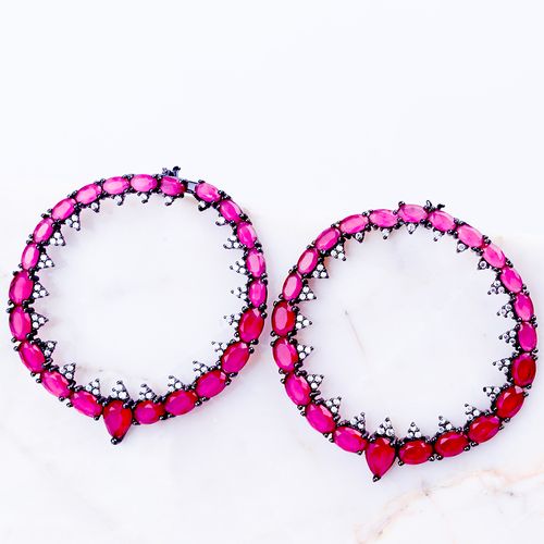 Brinco cristal rubi zirconia branca inteira argola espetado (super promoção)
