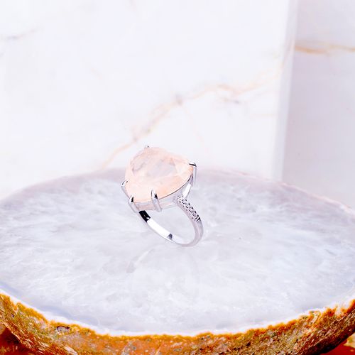 Anel fusion morganita zirconia branca coração (promoção 50%) aro12