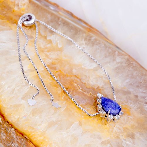 Pulseira safira premium zirconia branca gota regulavel (super promoção)