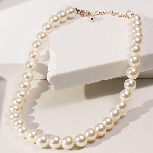 Colar pérola coreana 10mm 42cm banho de ouro 18k