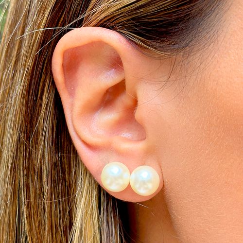 Kit de brincos de pérola coreana 10mm banho de ouro 18k