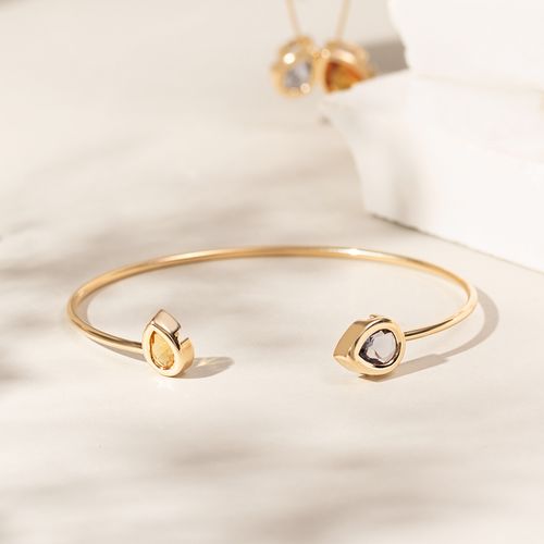 Bracelete encontro cristal citrino banho de ouro 18k