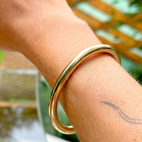 Bracelete liso tubular 6 mm banho de ouro 18k