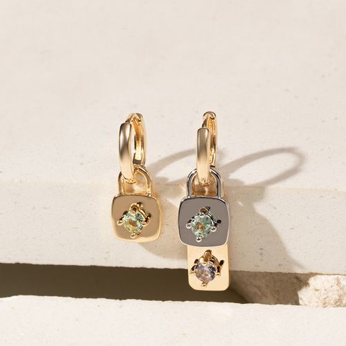 Brinco ear bling medalhas com coroa cristal paraíba banho de ouro 18k