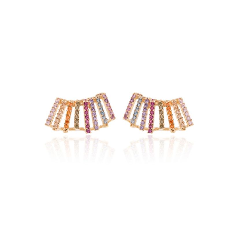 Brinco-onda-facetada-zirconia-colorida-banho-de-ouro-18k