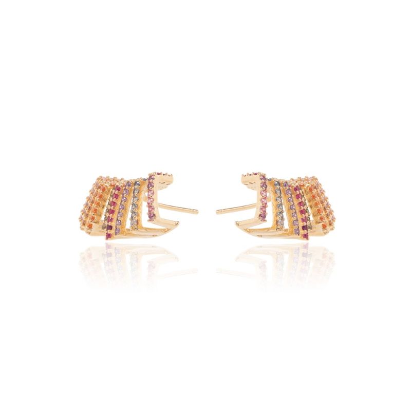 Brinco-onda-facetada-zirconia-colorida-banho-de-ouro-18k
