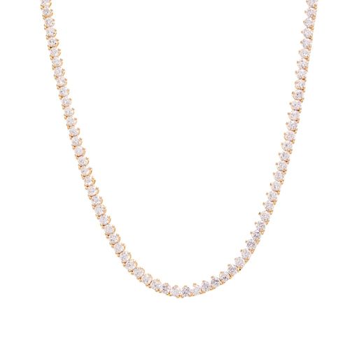 Colar riviera bolinhas zircônias brancas 42 cm banho de ouro 18k