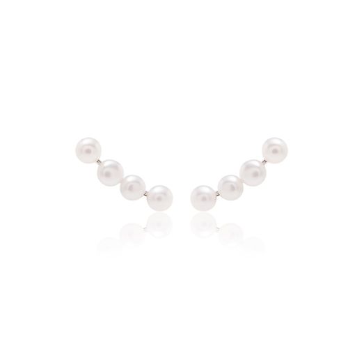 Brinco ear cuff pérola shell banho de ródio branco