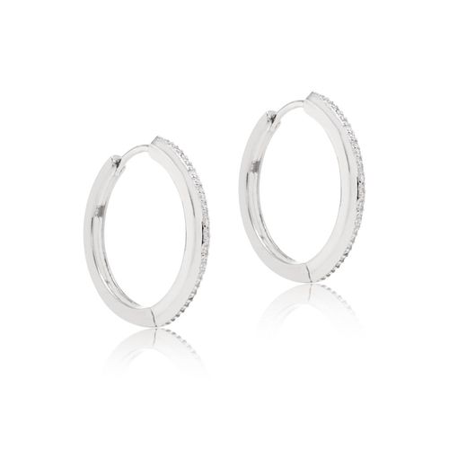 Brinco de argola 25mm linha zircônias brancas prata 925