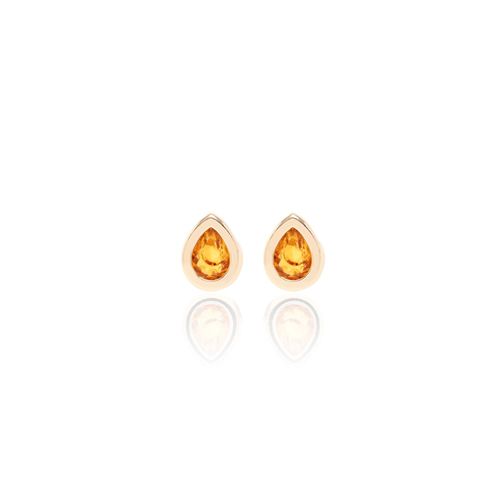 Brinco gota cristal citrino banho de ouro 18k