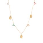 Colar-medalhas-nossa-senhora-das-gracas-triangulos-cristal-paraiba-50-cm-banho-de-ouro-18k